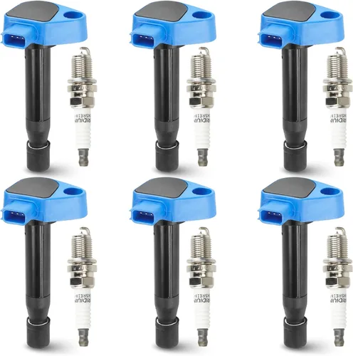 Vista 8 de Paquete de 6 bobinas de encendido con 6 bujías de iridio compatibles con Honda Accord Odyssey Acura CL TL 3.0L 3.2L 3.5L, reemplazo para UF242 C-511