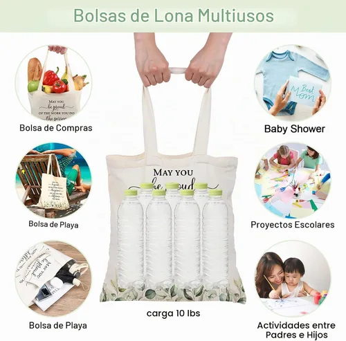 Vista 6 de Roowest 60 bolsas de lona inspiradoras a granel de algodón reutilizables (May You Be Proud)