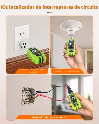 Vista 6 de Tadeto Herramienta de búsqueda de disyuntores con probador de salida, rápidamente GFCI, voltaje, probador eléctrico con pantalla LCD doble, enchufe