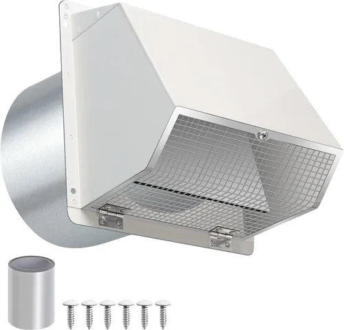 Vista 10 de Cubierta de ventilación para secadora de 3 pulgadas, rejilla de ventilación de pared con pantalla y amortiguador, cubierta de ventilación exterior