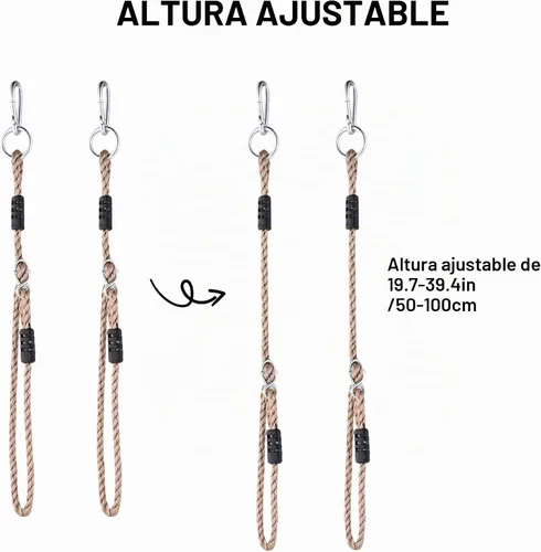 Vista 2 de 2 correas de nailon ajustables de longitud resistente para colgar en el árbol (150 libras limitadas/cada una) para columpios al aire libre, hamacas