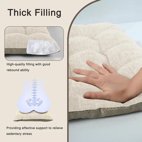 Vista 5 de OVOV Cojines antideslizantes para silla mecedora, tela de lino para Blanco