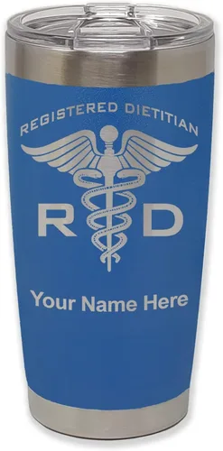 Vista 29 de LaserGram Vaso aislado al vacío de 20 onzas, dietista registrado RD, grabado personalizado incluido (negro)
