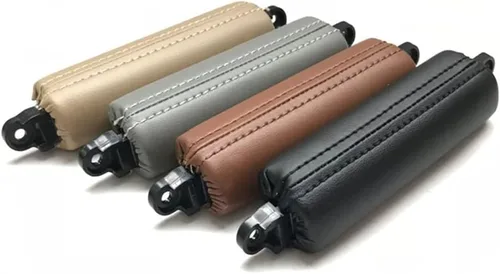 Vista 5 de Reemplazo de la manija de la puerta de cuero delantera izquierda interior del coche para Volkswagen VW Touareg 2003-2010 (beige)