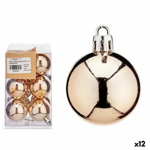 Vista 2 de Set de Bolas de Navidad Krist+ 00480-6 Bronce PVC Ø 4 cm (12 Unidades)