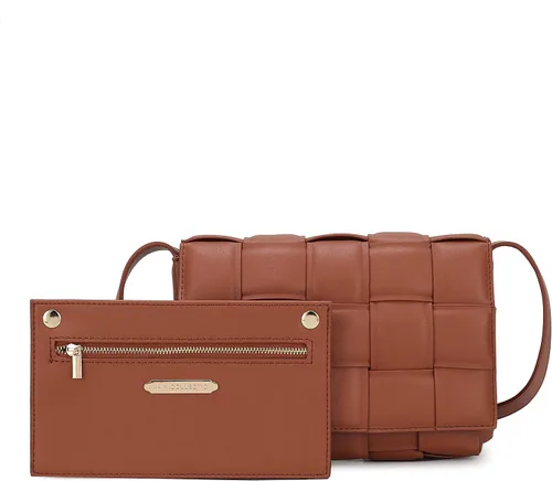 Vista 7 de MKF Collection Bolso cruzado tejido para mujer, de piel vegana, bolso de hombro trenzado, bolso de mensajero