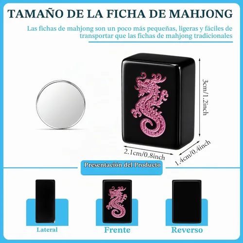 Vista 2 de Juego de 166 azulejos Mahjong, 1.2 pulgadas, negro