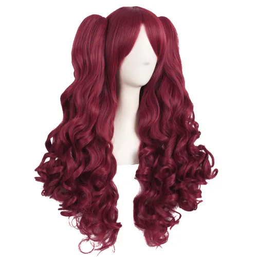 Vista 36 de Peluca MapofBeauty Lolita para disfraz, cabello largo, rizado, con coleta, Blanco