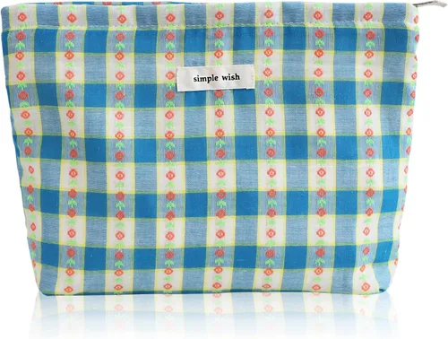 Vista 20 de Wudygirl Bolsa de maquillaje de lona para mujer, organizador estético de maquillaje, bolsa de maquillaje de viaje, bolsa de aseo para bolso, bolsa