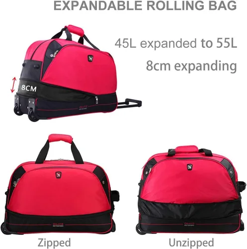 Vista 3 de OIWAS Bolsa de lona pequeña con ruedas de 22 pulgadas, maleta de equipaje de mano unisex para adultos, viajes a corto plazo, expandible de 45