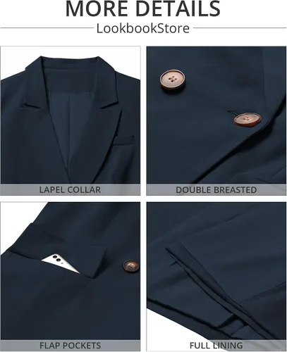 Vista 7 de LookbookStore Chaquetas tipo blazer para mujer, trajes casuales de negocios, para trabajo, oficina, trajes ligeros y elegantes con bolsillo