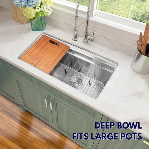 Vista 6 de Nantucket Sinks SR-PS-3018-16 Pro Prep-Station S. Fregadero de cocina de acero de 30