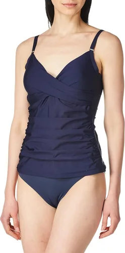 Vista 2 de Calvin Klein Traje de baño tankini estándar para mujer con correas ajustables y control de abdomen