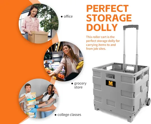 Vista 6 de MaxWorks 50876 Carrito Rodante Plegable Gris para Comestibles - Plataforma Multifuncional para Maestros con Almacenamiento Adicional, Ruedas