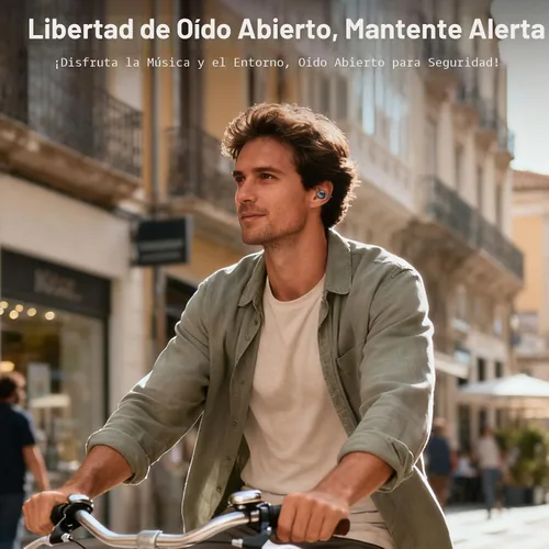 Vista 3 de Auriculares de clip con auriculares abiertos inalámbricos Bluetooth 5.4 con micrófono con cancelación de ruido, auriculares con tiempo