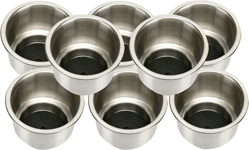 Vista 2 de Amarine Made Soporte para bebidas de acero inoxidable con drenaje Marine Boat Rv Camper (paquete de 12)