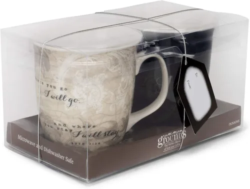 Vista 6 de Dicksons Where You Go Mr. and Mrs. Ruth 1:16 - Juego de 2 tazas de café de porcelana de hueso de 18 onzas