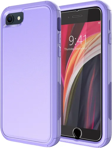 Vista 8 de Diverbox Funda diseñada para iPhone SE con protector de pantalla, resistente a los golpes, resistente a los golpes, para Apple iPhone se Phone Negro