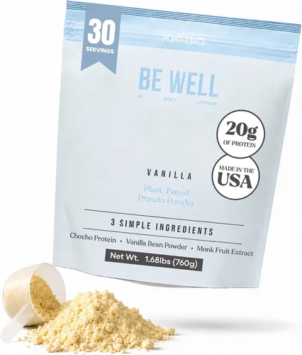 Vista 11 de Be Well By Kelly - Proteína en polvo a base de plantas de chocolate, vegana 0.74 oz de proteína 9G de fibra 1 NetCarb (3 ingredientes, 20 porciones)
