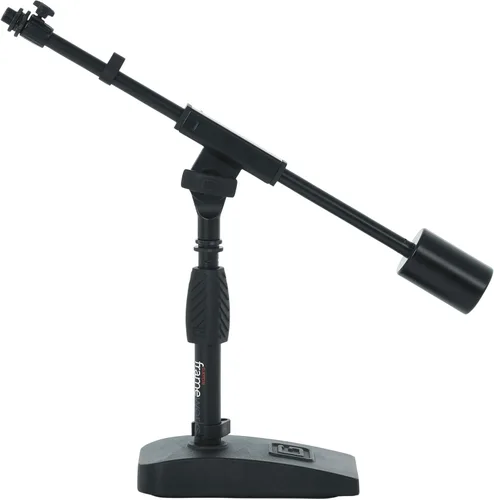 Vista 8 de Gator Frameworks - Soporte de micrófono de base corta y pesada con brazo telescópico y contrapeso de 2.5 libras, ideal para escritorio, grabación