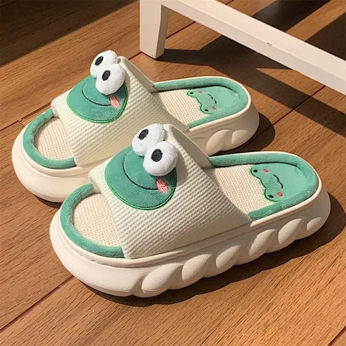 Vista 7 de heyheyshine Pantuflas de rana para mujer pantuflas kawaii para mujer muñecas de dibujos animados pantuflas kawaii lindas pantuflas para mujer