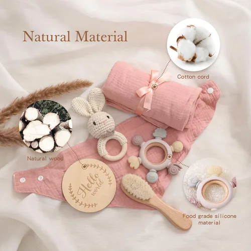 Vista 7 de EERKEOD Set de regalo para bebé recién nacido, juego de baño esencial para bebé recién nacido con manta de bebé, sonajero para bebé, regalo