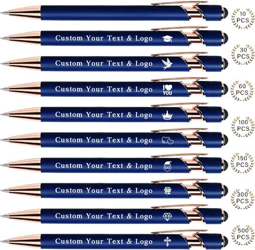 Vista 11 de Bolígrafos personalizados a granel, bolígrafos personalizados con nombre/logotipo en ambos lados, regalo de tinta negra, bolígrafo grabado con lápiz