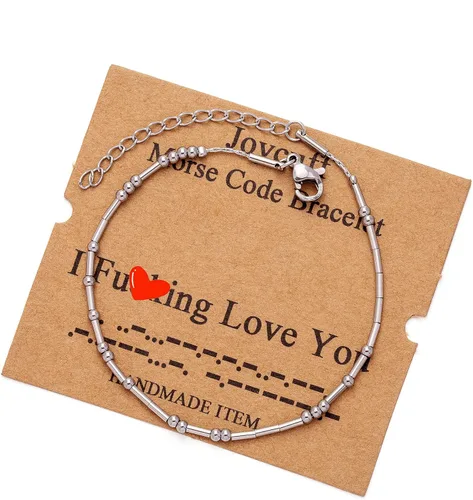 Vista 125 de JoycuFF Pulseras inspiradoras de código morse para mujeres, cuentas de plata, joyería con mantra de motivación, regalos para ella
