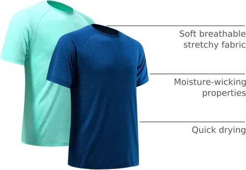 Vista 27 de Camisetas de entrenamiento para hombre, de manga corta, de secado rápido, atlético, gimnasio, activo, absorbe la humedad