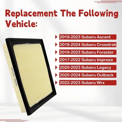 Vista 3 de Filtro de aire de motor de repuesto 16546AA16A compatible con Subaru Impreza Crosstrek Ascent Forester Outback Legacy Wrx 2017-2024