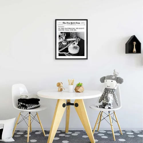 Vista 5 de KBKBART Arte de Pared Enmarcado de Revista de Periódico Moderno, 12x16 Pulgadas "En Este Baño, No Llamamos Borrachos a Nuestro Ex" Arte de Pared