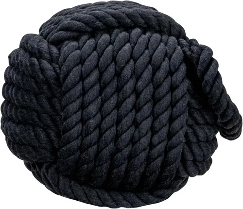 Vista 2 de Creative Co-Op tope para puerta decorativo de cuerda náutica con nudo de cuerda, color negro