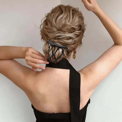 Vista 5 de 5 unidades de peine mágico elástico ajustable con clip elástico para mujeres y niñas, sin arrugas, horquillas vintage para hacer moños, accesorios