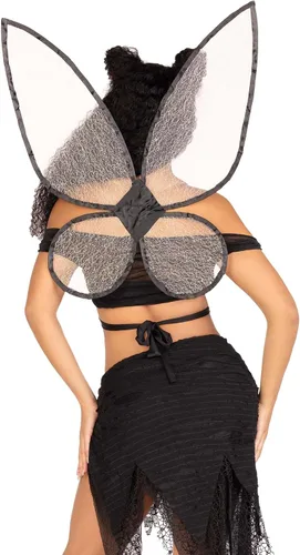 Vista 2 de Leg Avenue Disfraz de hada oscura para mujer, 4 piezas, con alas de hada, pequeño, negro