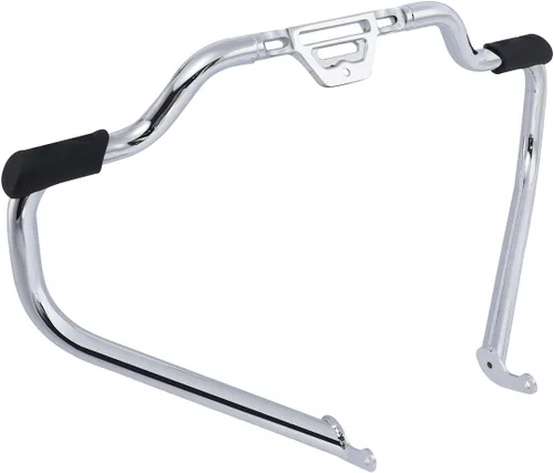 Vista 2 de 1 1/4 "Bigote Motor Guard Highway Crash Bar para Harley Softail Fat Boy 2018-posterior Chrome Mate negro