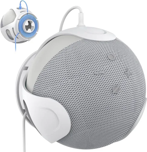 Vista 10 de Soporte de montaje en pared para Amazon Echo Dot 1/2/3/4/4/5th, cable de almacenamiento, accesorios para altavoces