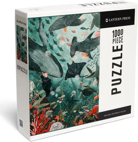 Vista 2 de Lantern Press Under The Sea, rompecabezas de 1000 piezas para adultos, fabricado en Estados Unidos con referencia