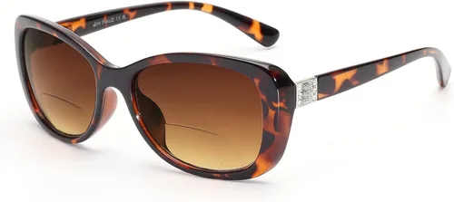 Vista 15 de JM Gafas de Lectura Bifocales Clásicas Rectangulares Elegantes Gafas de Sol Lectoras para Mujeres Todo Negro +1.25