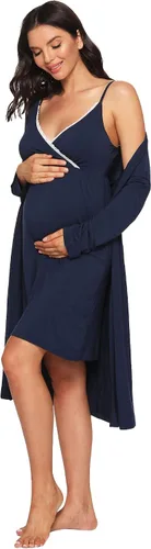 Vista 4 de Latuza Conjunto de camisón y bata de lactancia de viscosa para mujer