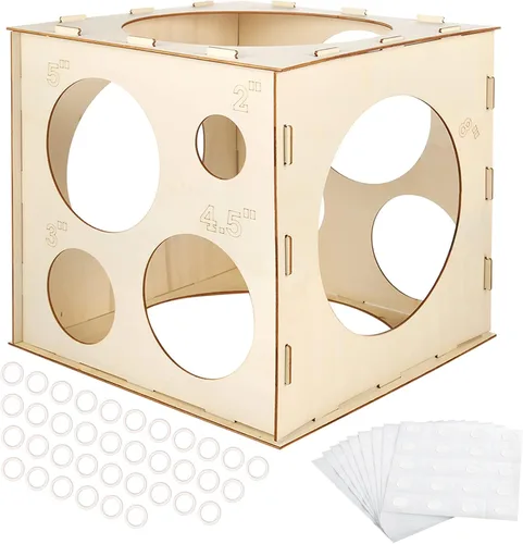 Vista 10 de Auihiay Cubo de madera plegable de 2 a 10 pulgadas (9 agujeros) Herramienta de medición de tamaño de globo para decoraciones de globos, arcos