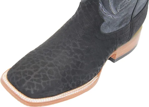 Vista 3 de Botas vaqueras de cuero genuino con punta cuadrada para hombre