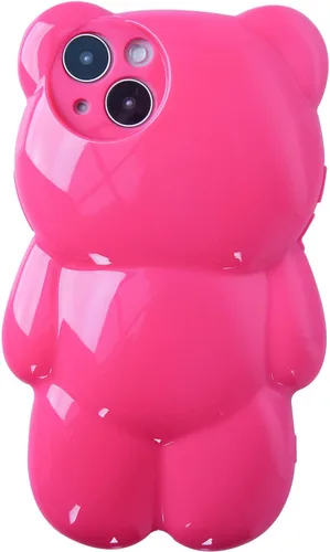 Vista 4 de Bear - Funda para teléfono compatible con el teléfono 11, bonita funda holográfica negra 3D con diseño de oso holográfico, a prueba de golpes, Kpop