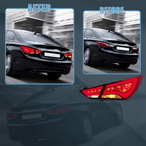 Vista 3 de VLAND Conjunto de luces traseras para Hyundai Sonata 6ª generación 2011-2014, Plug-and-play, rojo