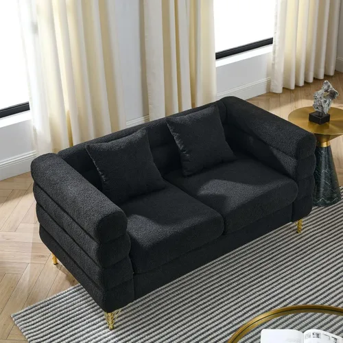 Vista 6 de KEVINSPACE Sofá biplaza de 60 pulgadas, sofá de 2 plazas para espacios pequeños, sofás modernos, sofá biplaza con 2 almohadas de mediados de siglo