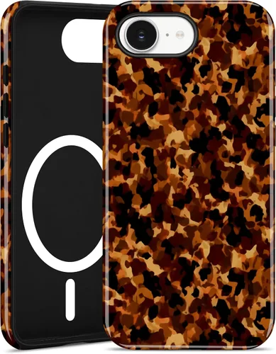 Vista 104 de Jusy Compatible con MagSafe Brown Tortoise Shell Print Phone Case para iPhone 7/8/SE, funda protectora magnética de lujo de TPU suave