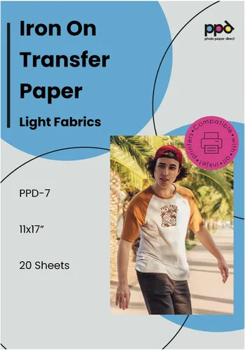 Vista 2 de PPD Paquete de papel de transferencia termoadhesivo de inyección de tinta de 11 x 17 pulgadas x 20 hojas + 20 hojas oscuras