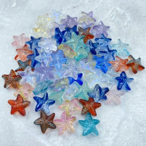 Vista 2 de 60 cuentas de cristal de estrella de mar para hacer joyas, cuentas espaciadoras de vidrio de estrella de mar para aretes, pulseras, collares