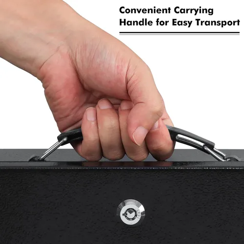 Vista 7 de KYODOLED Caja de documentos ignífuga con cerradura de llave, caja de almacenamiento grande para objetos de valor, caja de seguridad para pasaporte