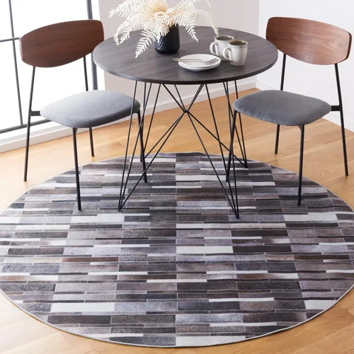 Vista 10 de SAFAVIEH Alfombra lavable de piel sintética, alfombra de pasillo de 2 pies 6 pulgadas x 8 pies, marfil y gris, antideslizante, patrón estampado