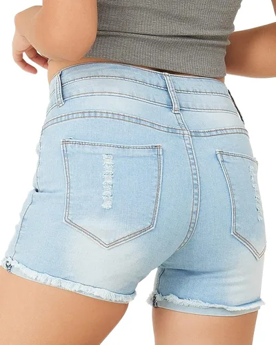 Vista 2 de PHOENISING - Shorts elásticos de mezclilla para mujer talla 2 a 16